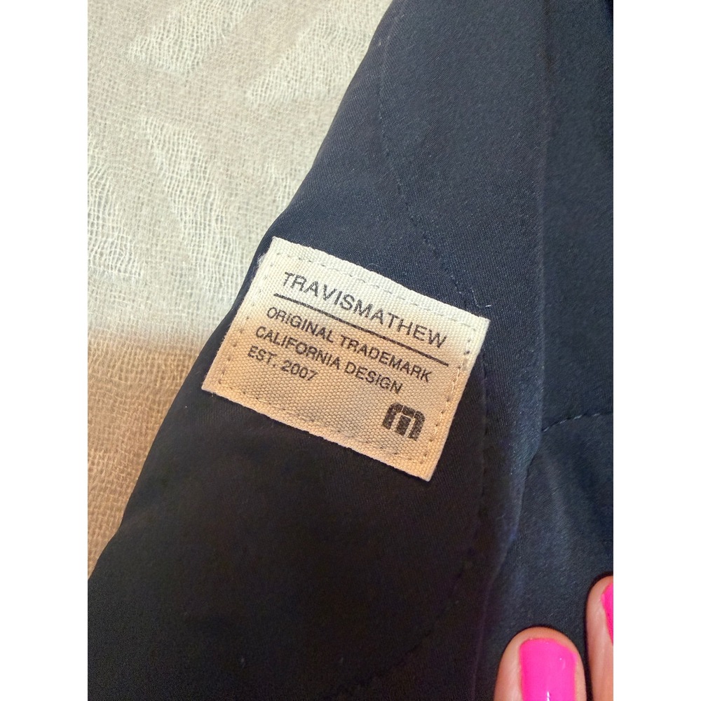 TravisMathew Mens Interlude Quilted Full Zip Jacket Navy Blue Medium Bomber - Picture 8 of 10